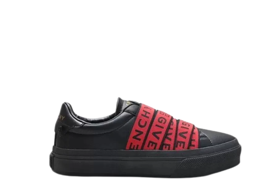 Givenchy Black Leather And Stretch Band Urban Street Slip On Sneakers
