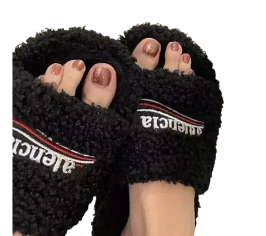 Balenciaga Fur Slides Shoes