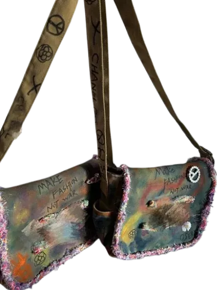 Vintage Canvas Channel Bag „Peace And Love” Budget